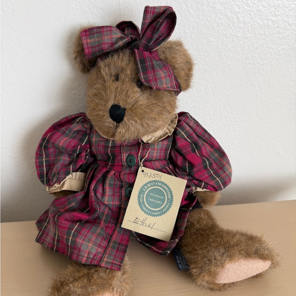 Boyds Bears Plaid Stuffed Animal with Bow